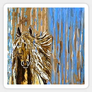 Horse:  Horse Running Wild Blue and Brown Sticker